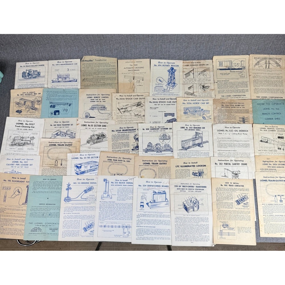 Lionel O-gauge Postwar Original Instruction Sheets , Manuals - LOT of 40